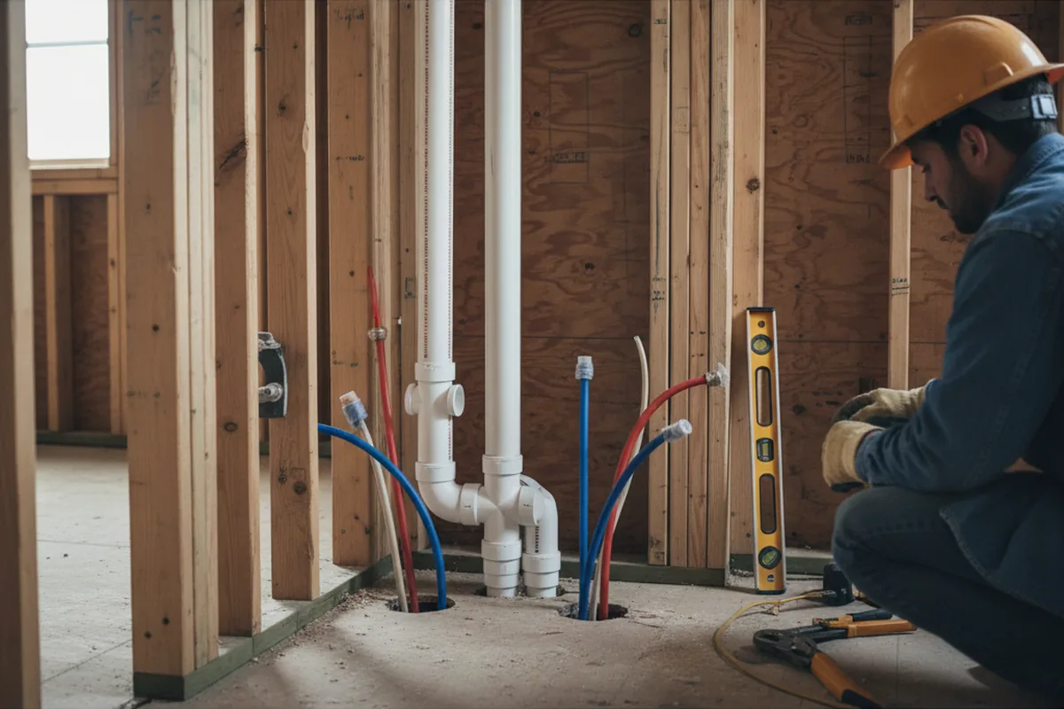 Drain and supply rough-in during Leak Detection in Cordova
